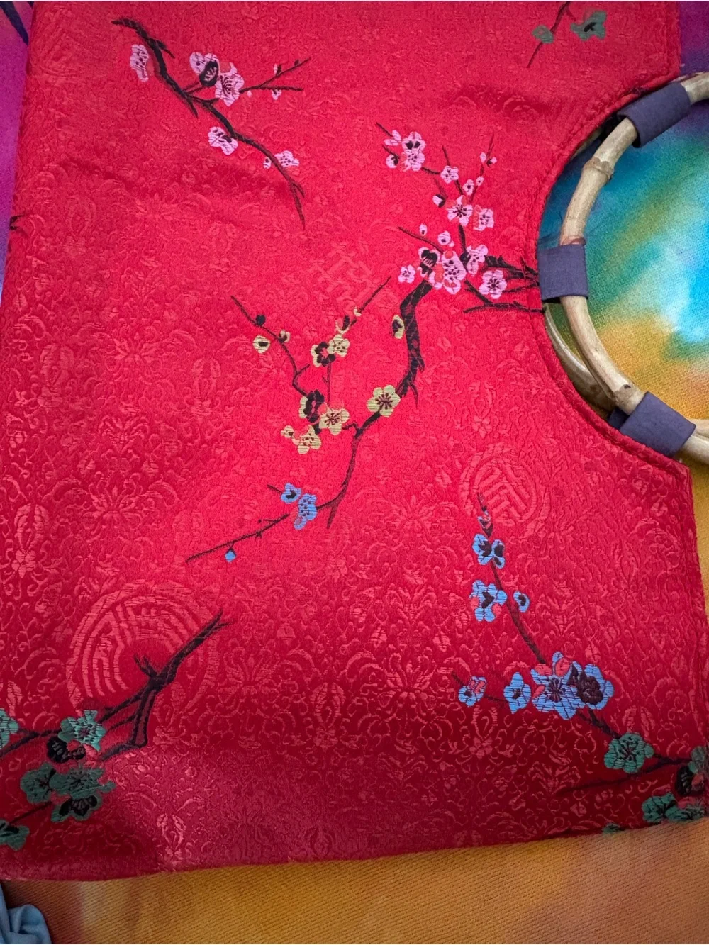Vintage Y2K Asian Brocade cherry blossom